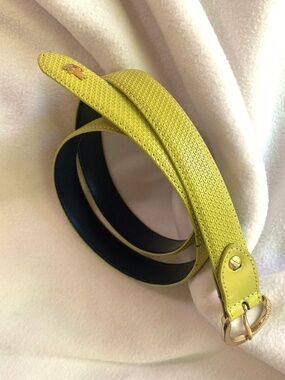 Vintage Lacoste Yellow-Green Leather Belt
